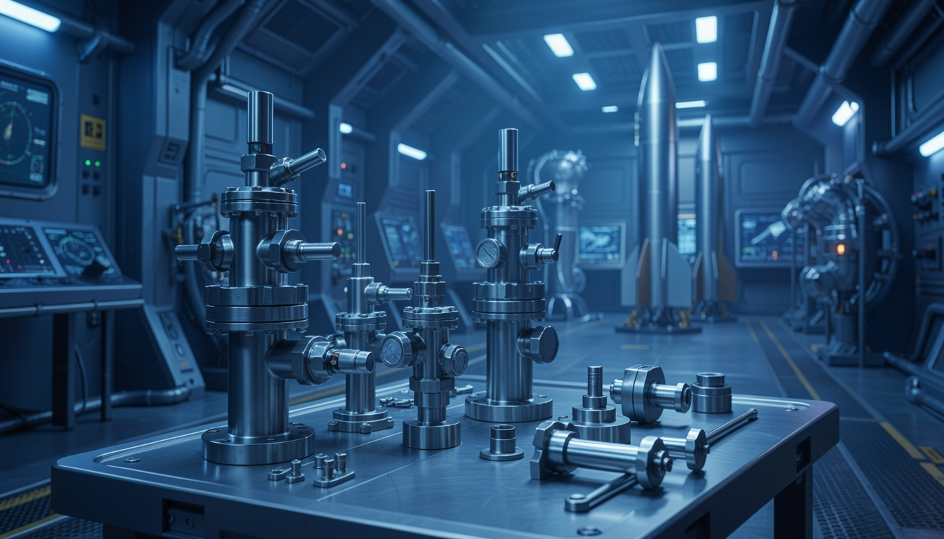 Aerospace hardware being assembled in an engineering facility